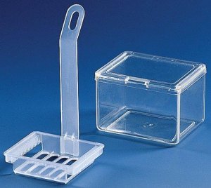 BRAND transparent plastic staining trough with two lids BR474300-4EA